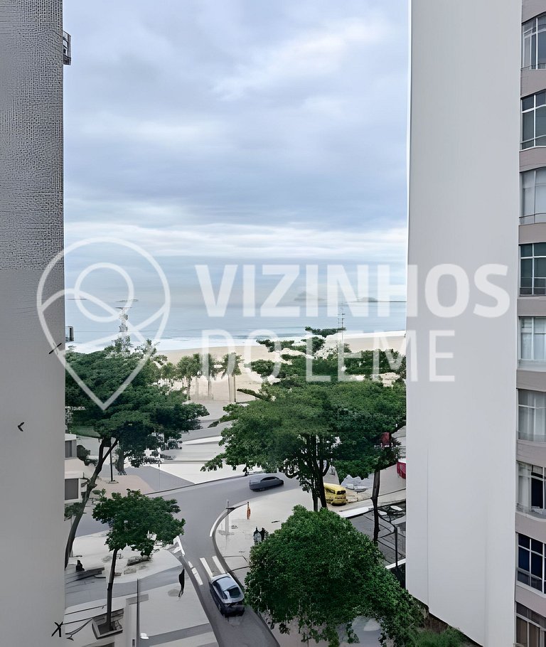 3 Quartos com vista parcial para o mar do Leme